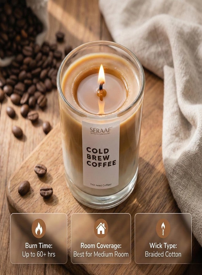 SERAAF Cold Brew Coffee Candle Jar, Hazelnut and Vanilla Scented Candle, Perfect Scented Candles for Home & Aesthetic Candle for Gifting | 200g Soy Wax Candles | 48hr+ Burn Time | Ideal Aroma Candle - Image 4
